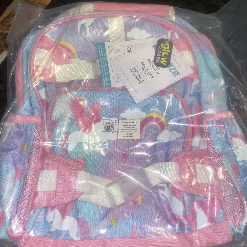 Pottery Barn Kids Glitzy Backpack with Pink and Blue Accents